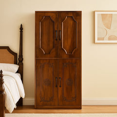 Handcrafted Mango Wood Carving Wardrobe