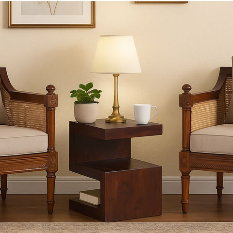Henry Sheesham Wood Z-Shaped Side Table