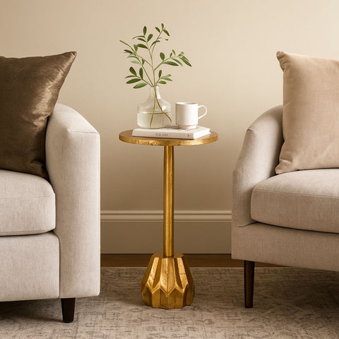 Ornate Gold Finish Metal End Table