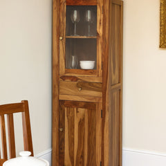 Subbulakshmi Tall Sheesham Wood & Glass Cabinet