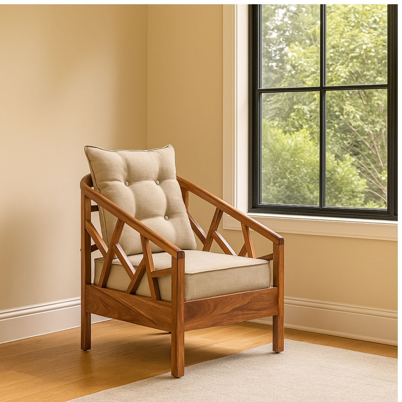 Blue City Single Seater Wooden Sofa