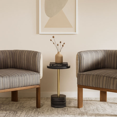 Aurelia Metal End Table with Marble Base and Top