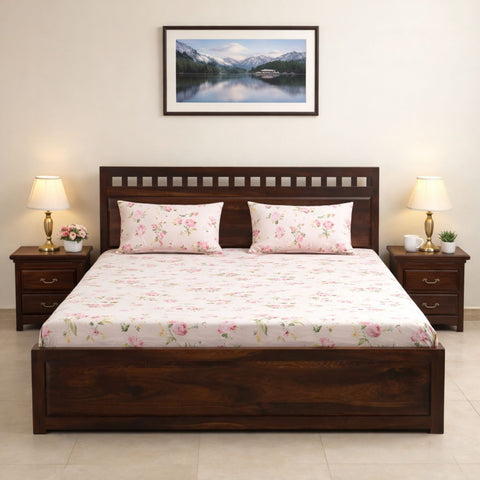 Wolf Sheesham Wood King Bed with Integrated Hydraulic Storage