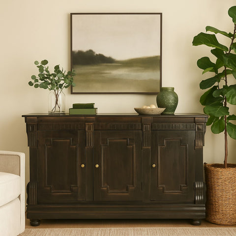 Tobias Classic Carved 3-Door Wood Sideboard