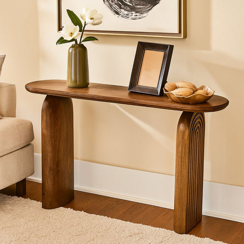 Derryn Console Table with Sculpted Wooden Legs