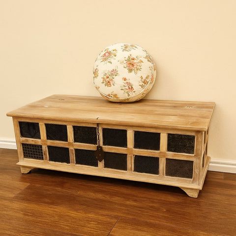 Guru Print Block Mango Wood Storage Trunk