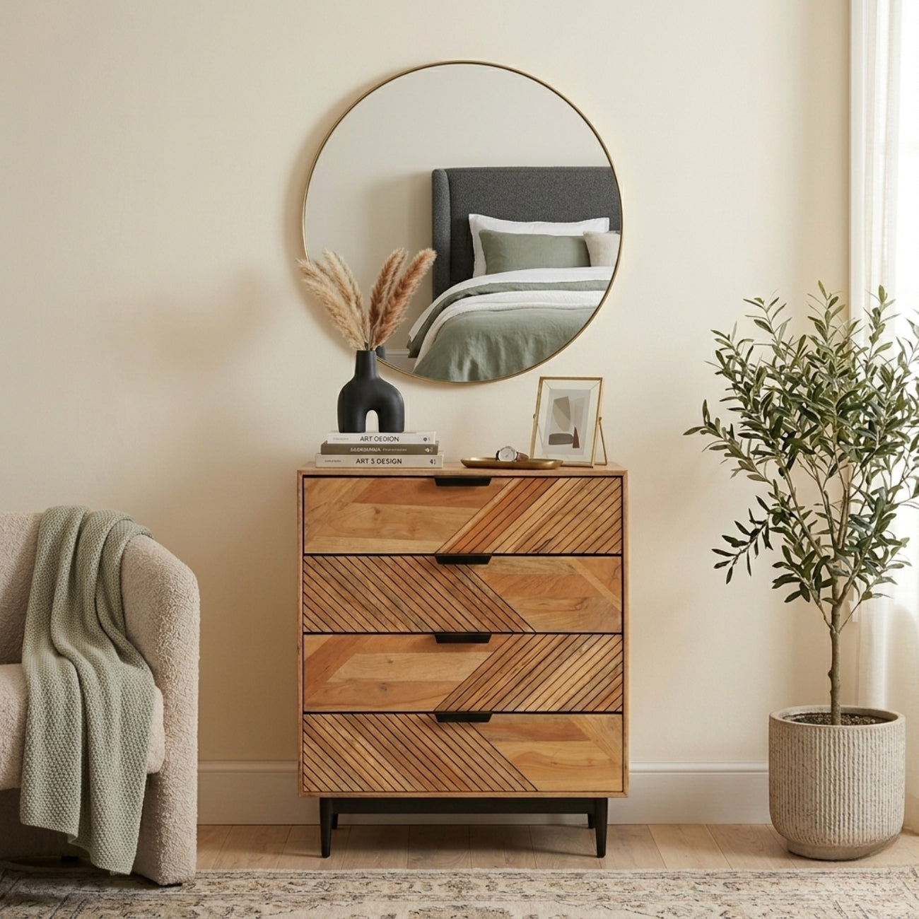 Edra Light Mango Wood 4-Drawer Chest