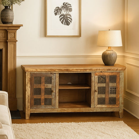 Print Block Rustic Mango Wood Entertainment Sideboard