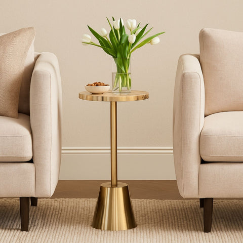 Luxora Metal End Table with Agate Stone Top