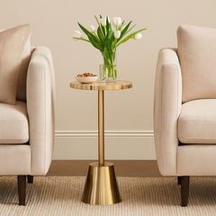 Luxora Metal End Table with Agate Stone Top
