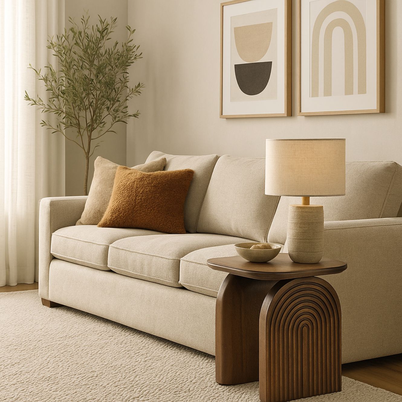 Derryn Side Table with Sculpted Wooden Legs