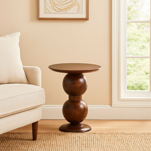 Modern Sculptural Wooden End Table