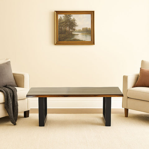 Sheesham Wood Coffee Table with Sleek Metal Legs