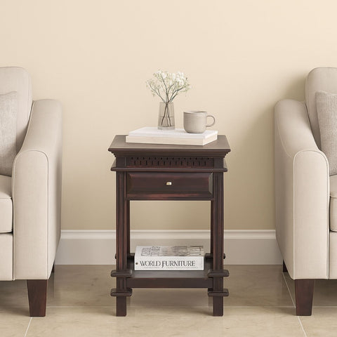 Tikku Sheesham Wood Side Table with Drawer