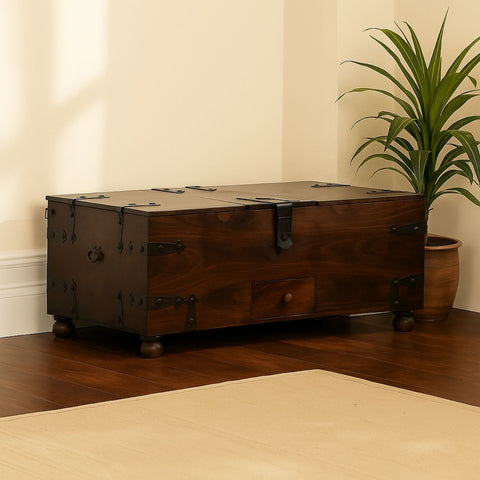 Tahoe Rustic Sheesham Wood Cocktail Trunk
