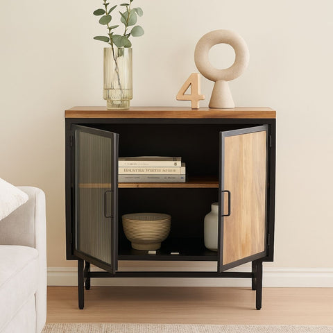 Bartram Mango Wood & Iron Cabinet