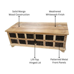 Guru Print Block Mango Wood Storage Trunk
