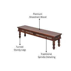 Rani Sheesham Wood Carved Dining Bench