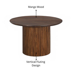 Karlen Wooden Round Table – Contemporary Fluted Base Design