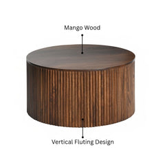 Fluted Solid Wood Round Coffee Table