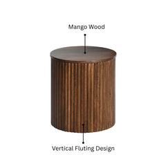 Fluted Solid Wood Round End Table