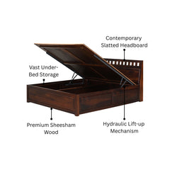 Wolf Sheesham Wood King Bed with Integrated Hydraulic Storage
