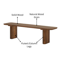 Fluted Leg Vintage Dining Bench