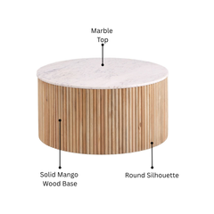 Karlen Round Coffee Table – Mango Wood & Marble