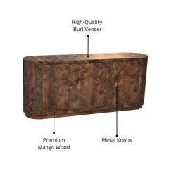 Medyna Burl Veneer 4-Door Sideboard