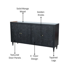 Narissa 4-Door Sideboard in Solid Mango Wood
