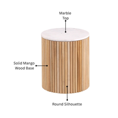 Karlen Round Side Table – Mango Wood & Marble