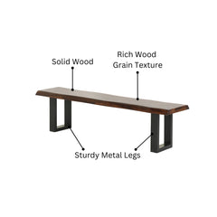 Sheesham Wood Dining Bench with Metal Legs