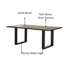 Sheesham Wood 6 Seater Dining Table with Metal Legs