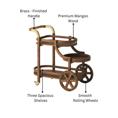 Aurelius Mango Wood & Metal Wheel Serving Trolley