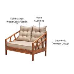 Blue City 2-Seater Wooden Sofa