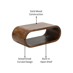 Modern Curved Solid Wood Coffee Table