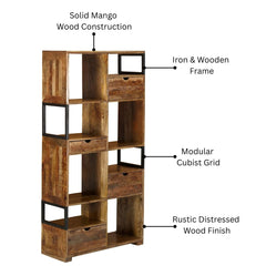 Cubist Urban Composition Bookcase with Drawers