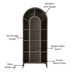Donlin Tall Metal & Glass Cabinet