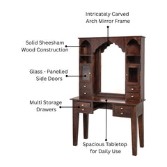 Saffron Sheesham Wood Dressing Table with Mirror