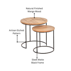 Edra Natural Mango Wood Nesting Side Tables (Set of 2)