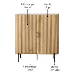 Karlen Mango Wood & Marble Top Tall Cabinet
