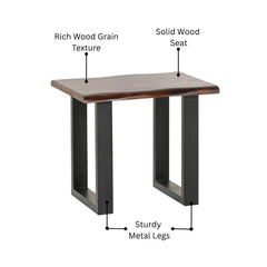 Sheesham Wood Lamp Table with Sleek Metal Legs