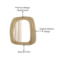 Modern Wooden Organic Shape Mirror – Mango Wood Frame, Natural Finish
