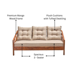 Blue City 3-Seater Wooden Sofa