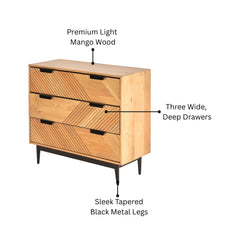 Edra Light Mango Wood 3-Drawer Chest