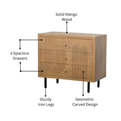 Kristian Mango Wood & Iron 3-Drawer Chest