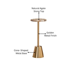 Luxury Agate and Metal Pedestal End Table
