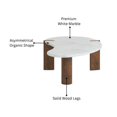 Modern Marble Top Coffee Table with Wooden Legs