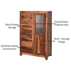 Subbulakshmi Sheesham Wood & Glass Display Cabinet
