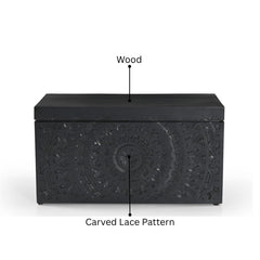 Carved Lace Wooden Trunk Set of 2